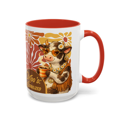 "Moo'd: Stabilized" Hippie Cow Accent Mug (15oz) - You're My Kind of Weird