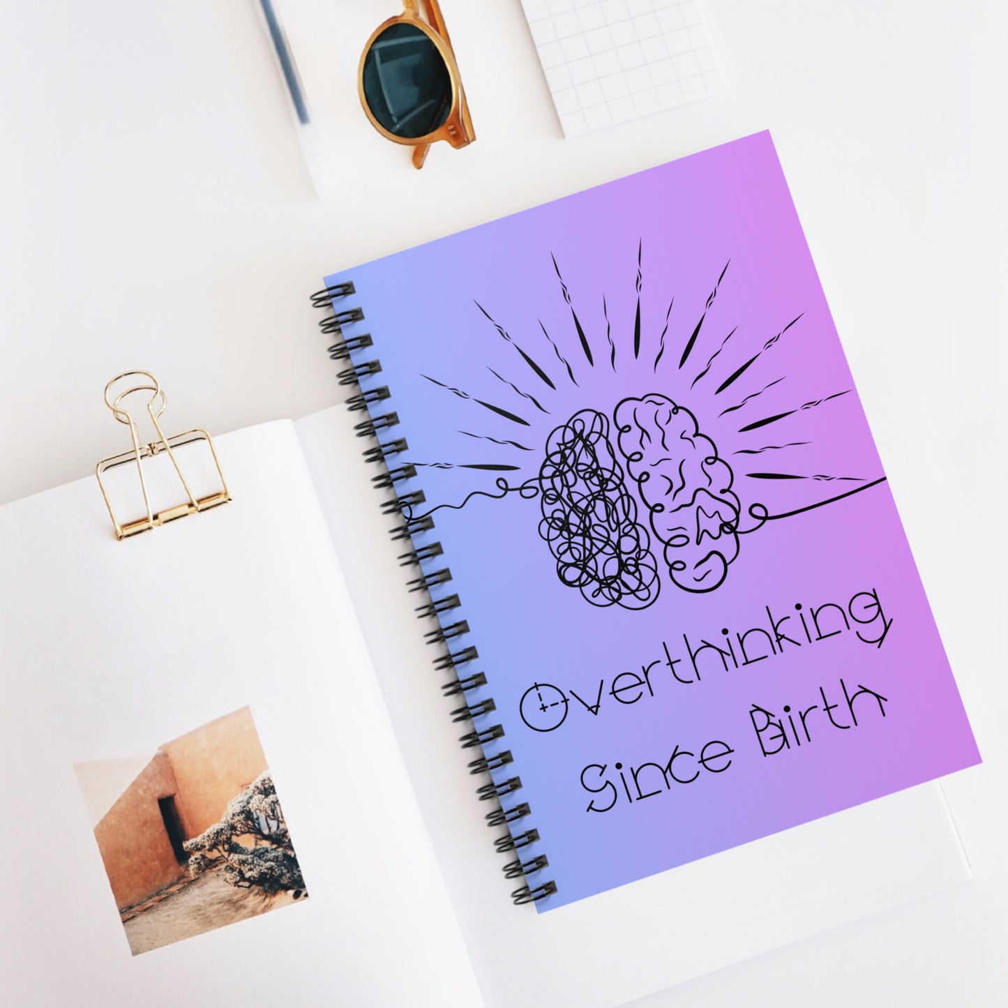 Overthinking Blue and Purple Spiral Notebook - Creative Journal for Writers, Students, and Planners, Gift for Anxiety Relief, School Supplies, Mental [...]