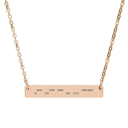 Autism Morse Code Bar Necklace | Minimalist Engraved Stainless Steel Pendant | Subtle Neurodiversity Jewelry