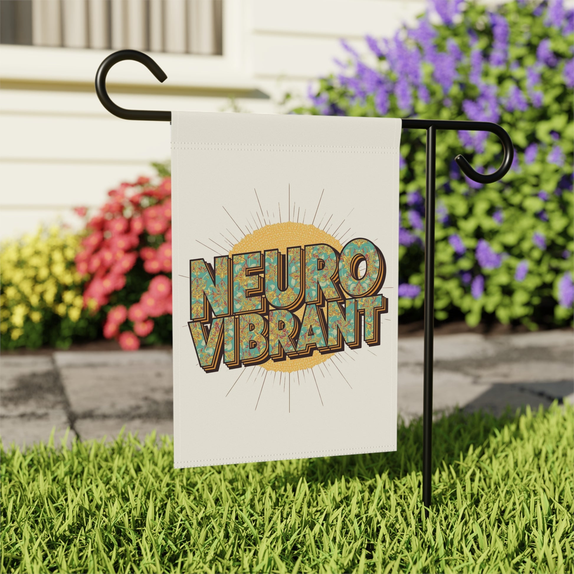 Garden Flag — "Neuro Vibrant" Retro Sun Decorative Banner - You're My Kind of Weird