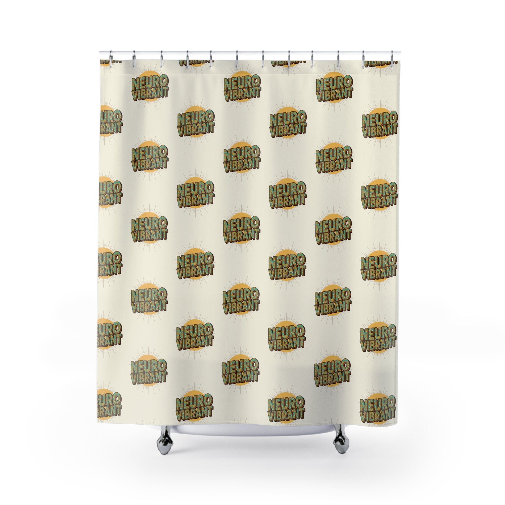 NeuroVibrant Pattern Shower Curtain — Retro Sunburst Bathroom Decor - You're My Kind of Weird