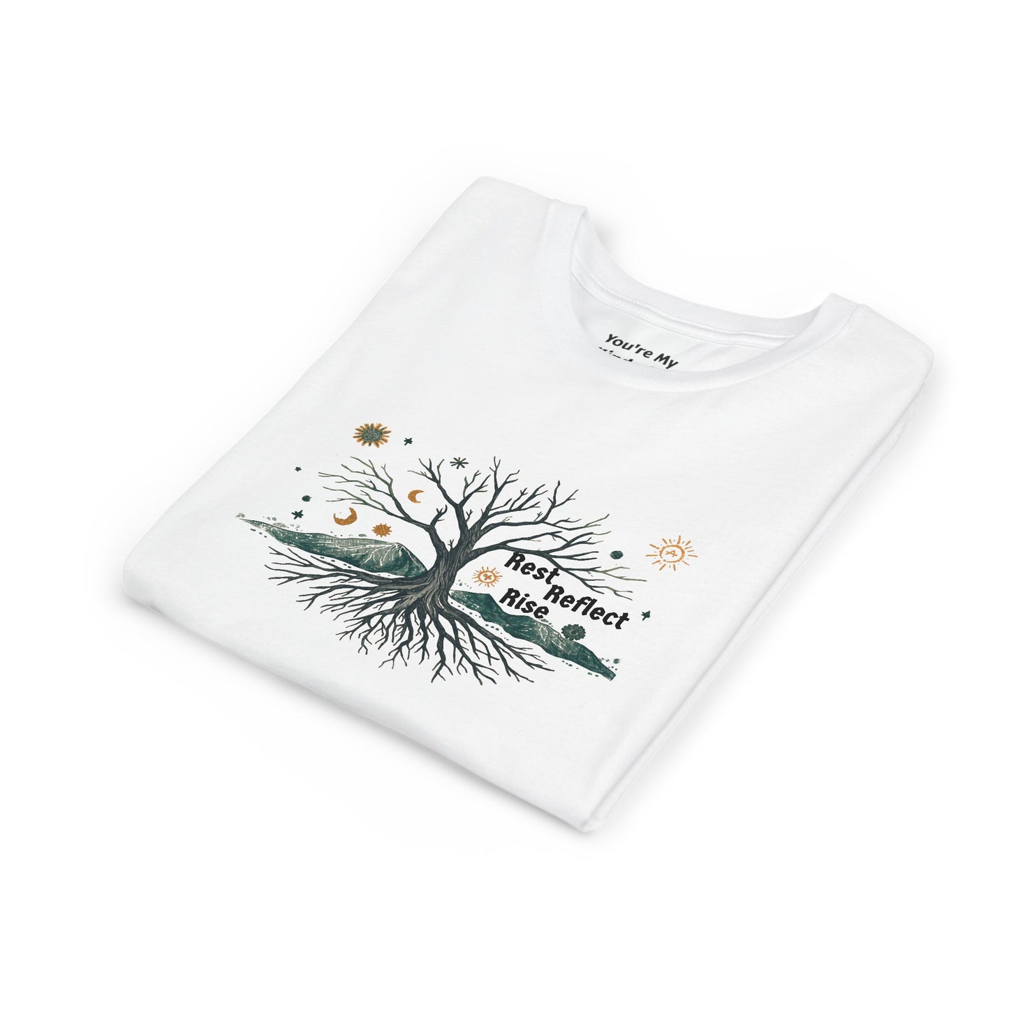 Rest. Reflect. Rise. Kids Solstice Shirt | Mindful Winter Tee for Children | Positive Message Youth T-Shirt - You're My Kind of Weird