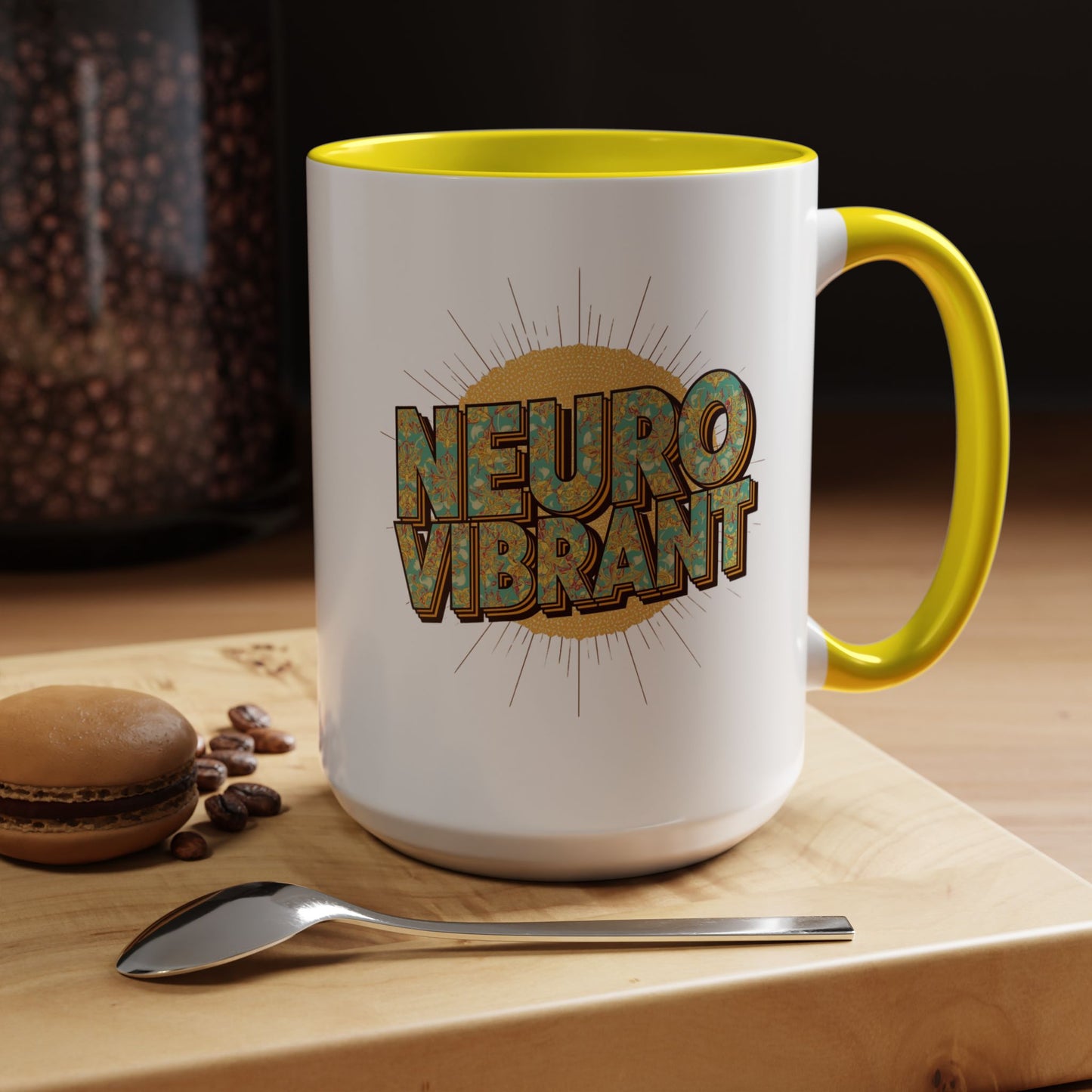 Neuro Vibrant Coffee Mug — Colorful Sunburst Accent Mug (15oz) - You're My Kind of Weird