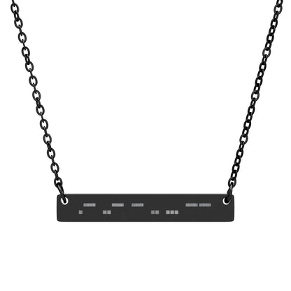 Autism Morse Code Bar Necklace | Minimalist Engraved Stainless Steel Pendant | Subtle Neurodiversity Jewelry