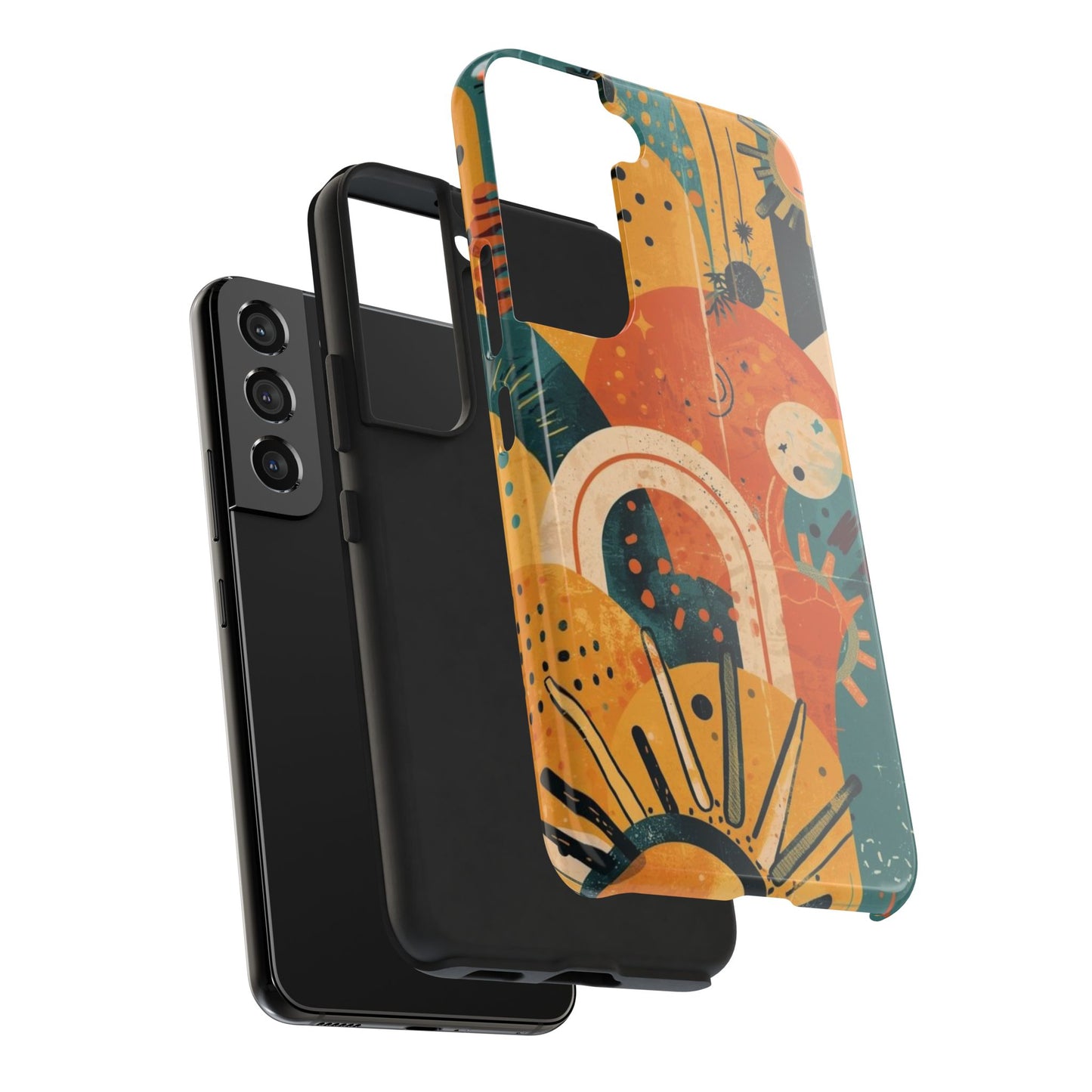 Dopamine Fun Retro Celestial Sun and Moon Samsung Phone Case | Abstract Boho Art - You're My Kind of Weird