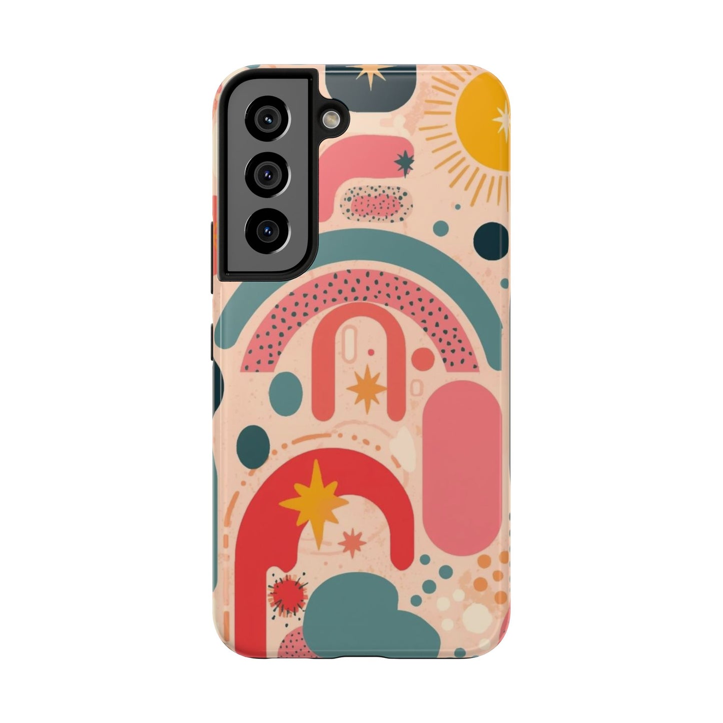 Dopamine Burst Abstract Rainbow Pattern Samsung Phone Case | Retro Sunburst Tough Case - You're My Kind of Weird