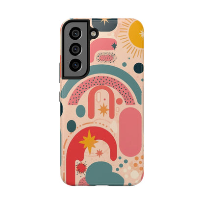 Dopamine Burst Abstract Rainbow Pattern Samsung Phone Case | Retro Sunburst Tough Case - You're My Kind of Weird