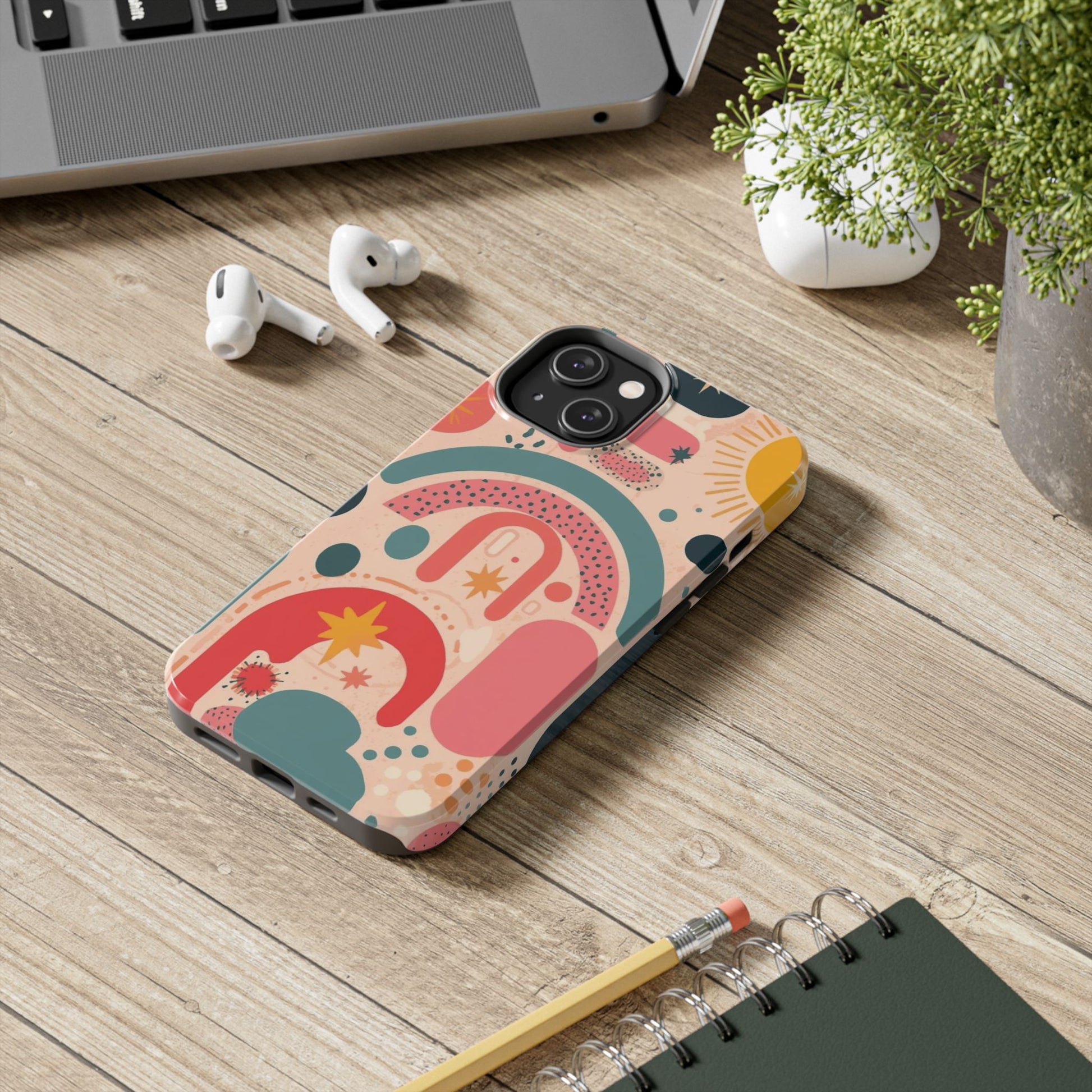Dopamine Blast Retro Rainbow Pattern i - Phone Case | Abstract Boho Sun Design - You're My Kind of Weird