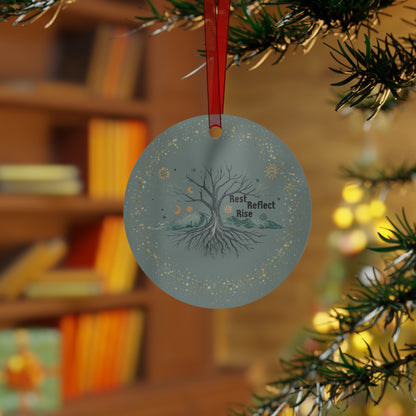 Mindful Solistace Tree Metal Ornament - Rest Reflect Rise Decor, Holiday Gift, Home Ornament - You're My Kind of Weird