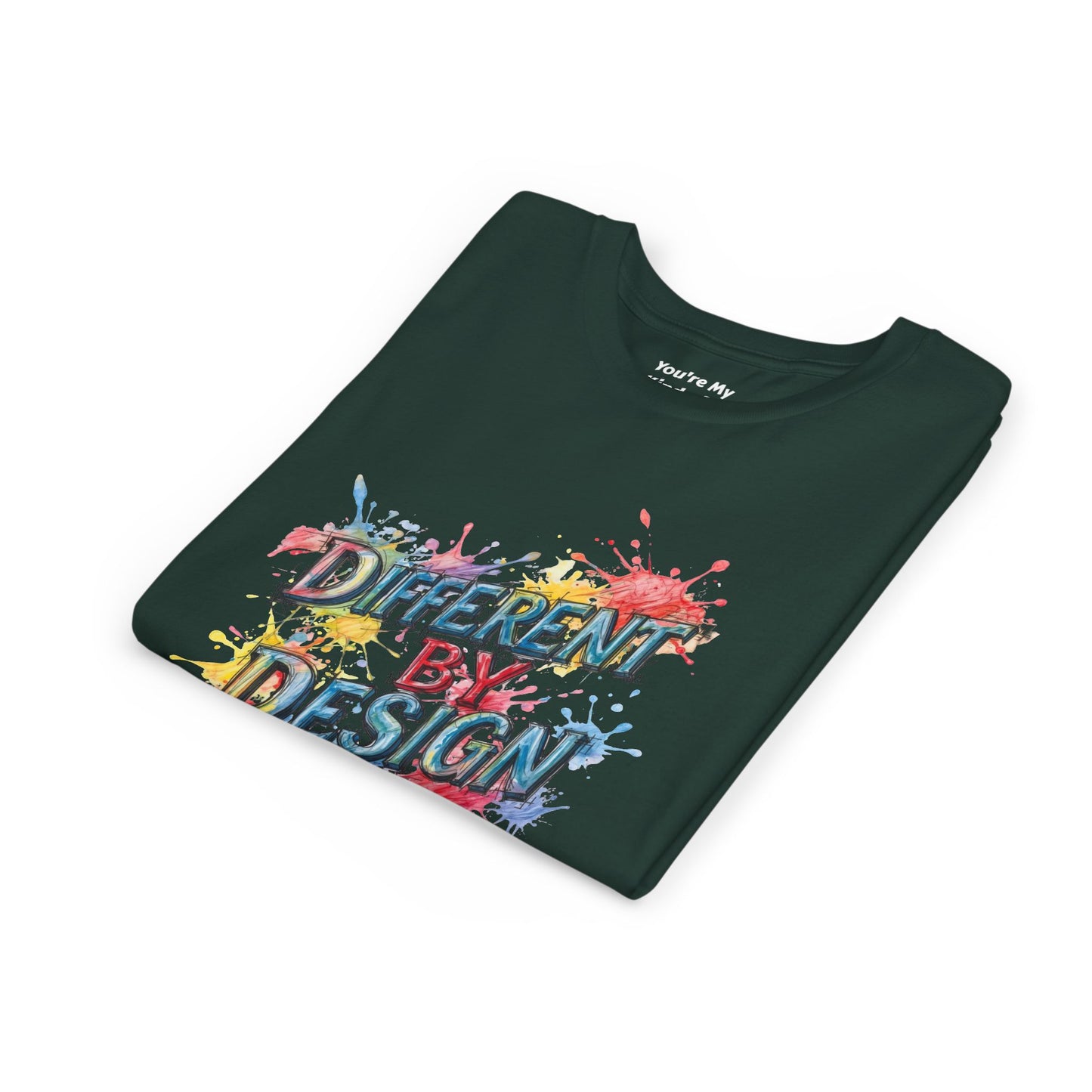 Different by Design Youth Tee - Colorful Graphic Shirt for Kids, Unique Style, Birthday Gift, Fun School Wear, Creative Expression