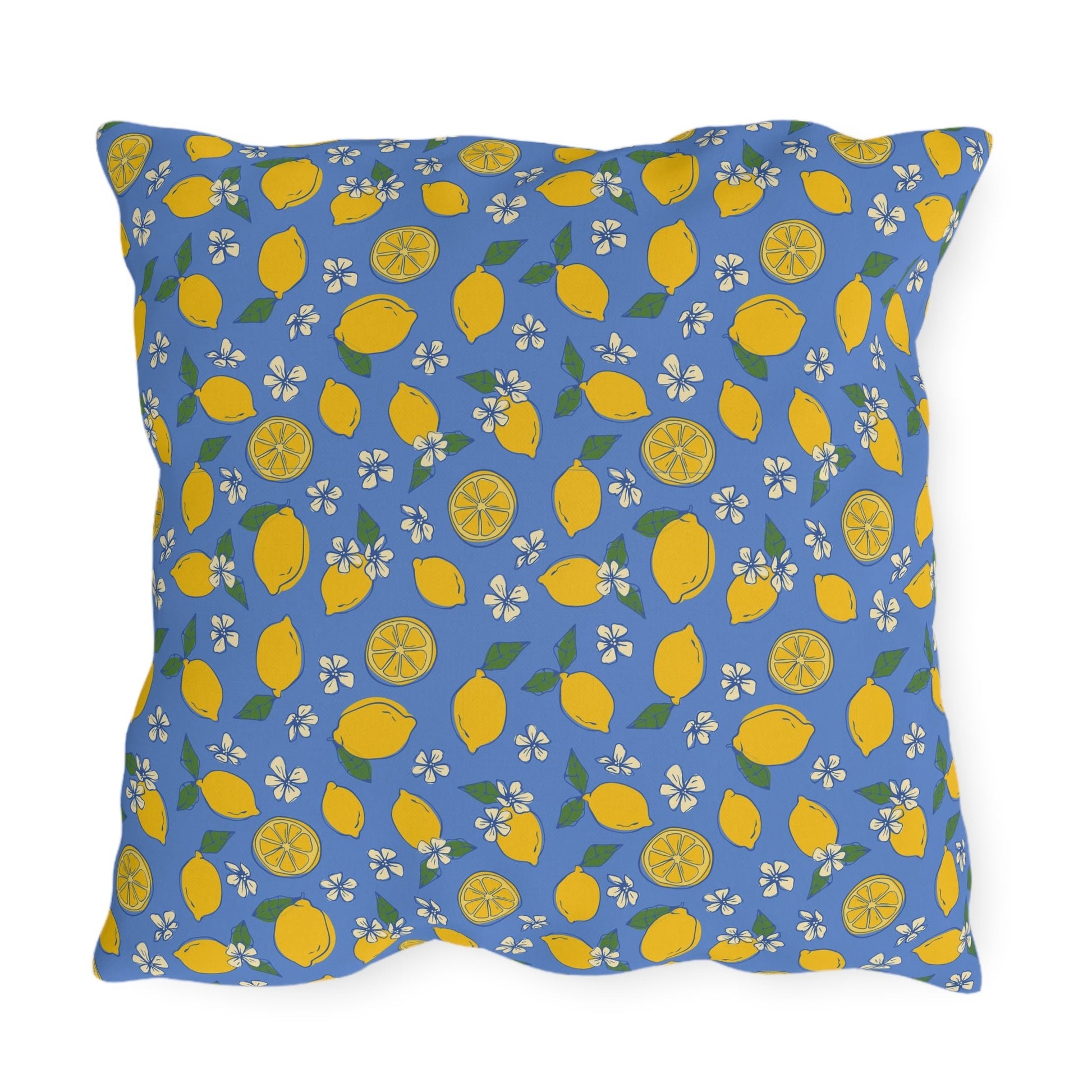 Blue Lemon Outdoor Pillow Cover | Citrus Patio Pillow - You're My Kind of Weird