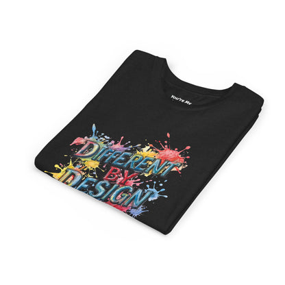 Different by Design Youth Tee - Colorful Graphic Shirt for Kids, Unique Style, Birthday Gift, Fun School Wear, Creative Expression