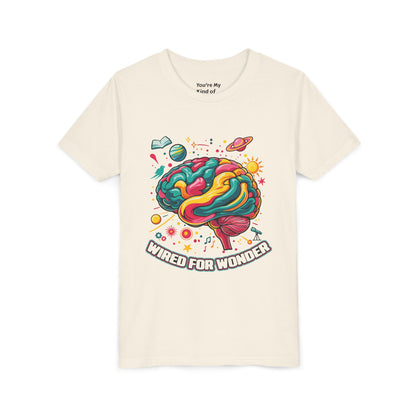 Youth Tee — Colorful Brain Art "Wired for Wonder" Kids T-Shirt - You're My Kind of Weird