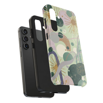 Dopamine Fun Abstract Celestial Pattern Samsung Phone Case | Green Gold Stars - You're My Kind of Weird