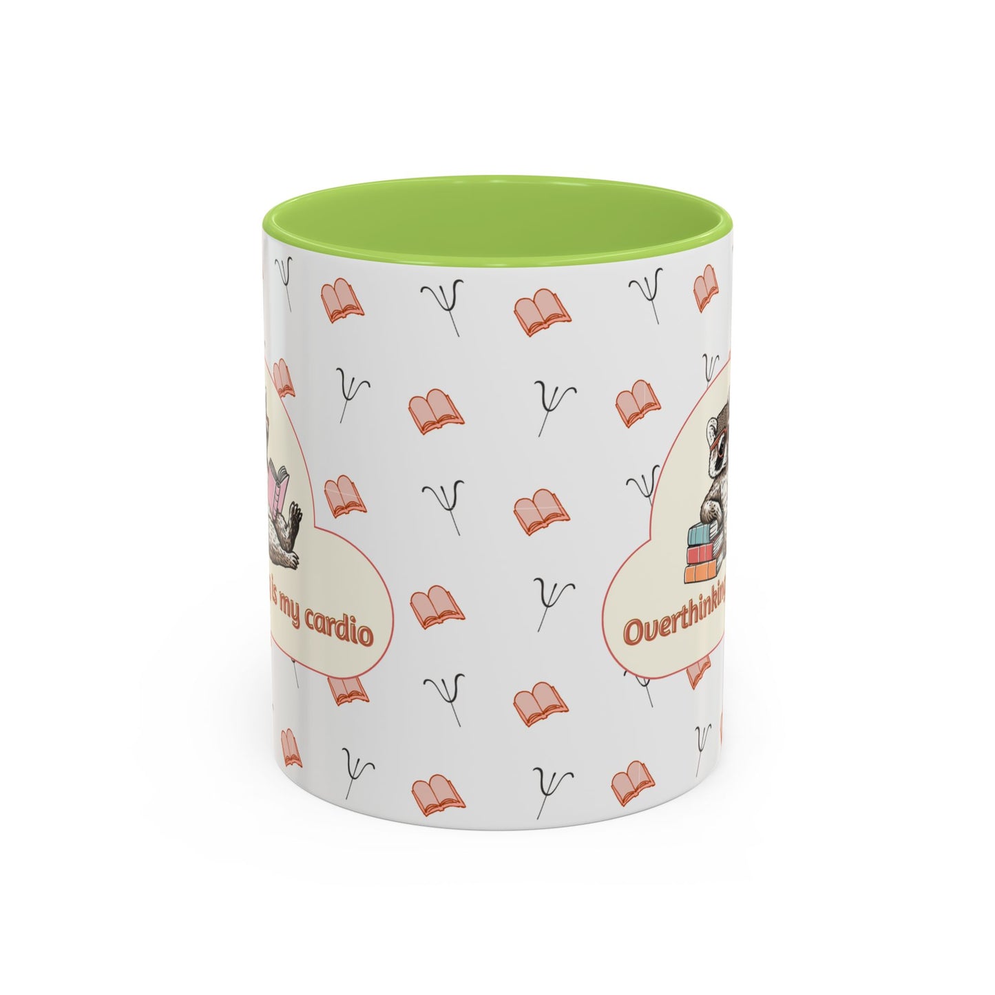 Overthinking Is My Cardio Coffee Mug — Cute Raccoon Reading Accent Mug - You're My Kind of Weird
