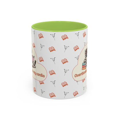 Overthinking Is My Cardio Coffee Mug — Cute Raccoon Reading Accent Mug - You're My Kind of Weird