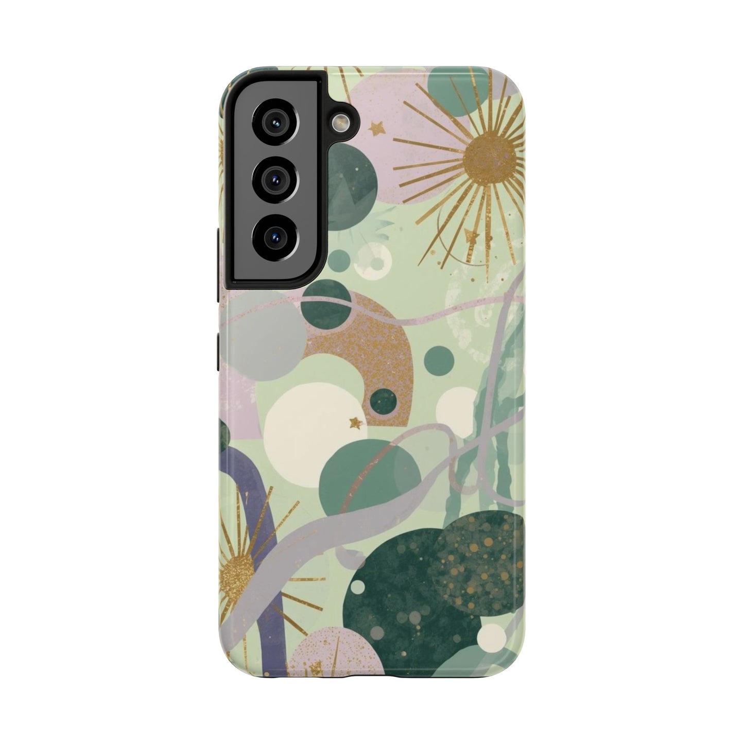 Dopamine Fun Abstract Celestial Pattern Samsung Phone Case | Green Gold Stars - You're My Kind of Weird