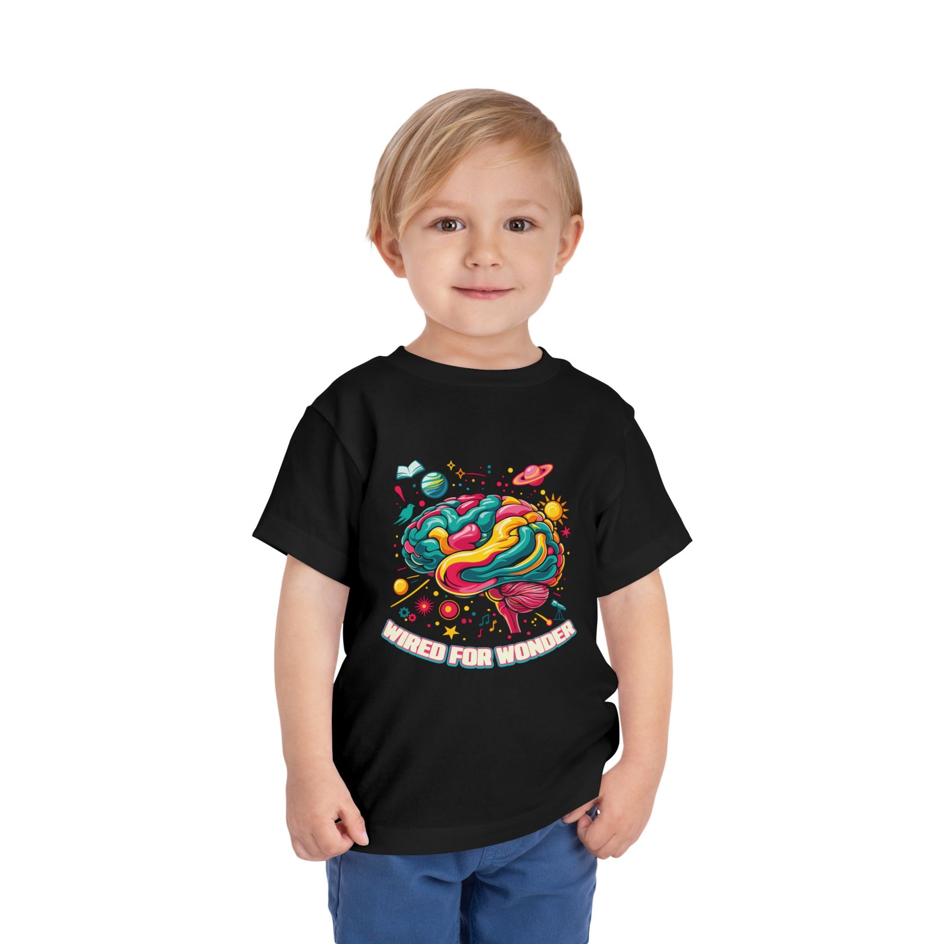 Toddler Tee — 'Wired for Wonder' Colorful Brain Space Graphic - You're My Kind of Weird