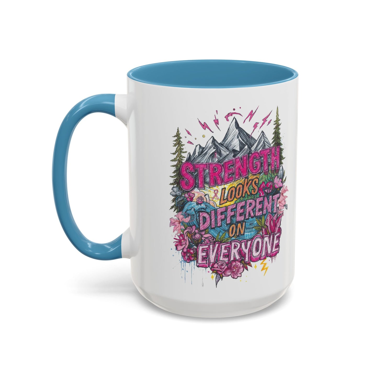 “Strength Looks Different on Everyone” Inspirational Coffee Mug – Breast Cancer Awareness Gift - You're My Kind of Weird