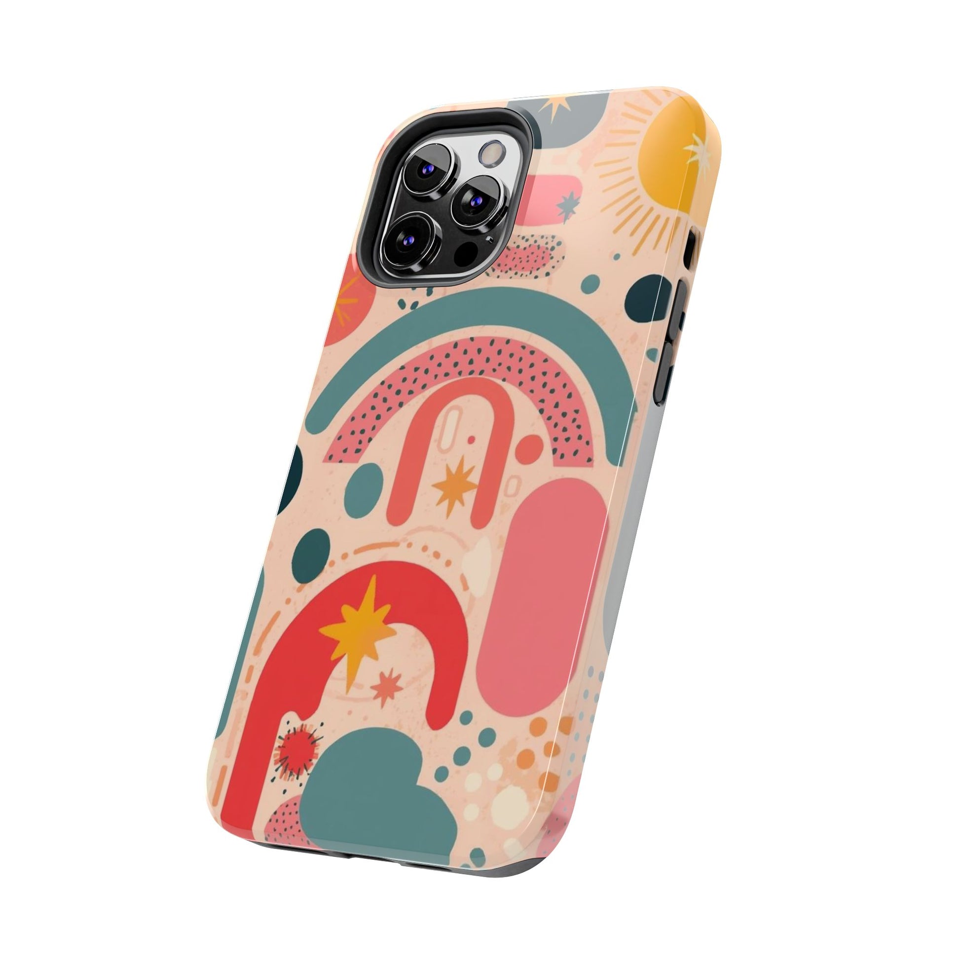 Dopamine Blast Retro Rainbow Pattern i - Phone Case | Abstract Boho Sun Design - You're My Kind of Weird