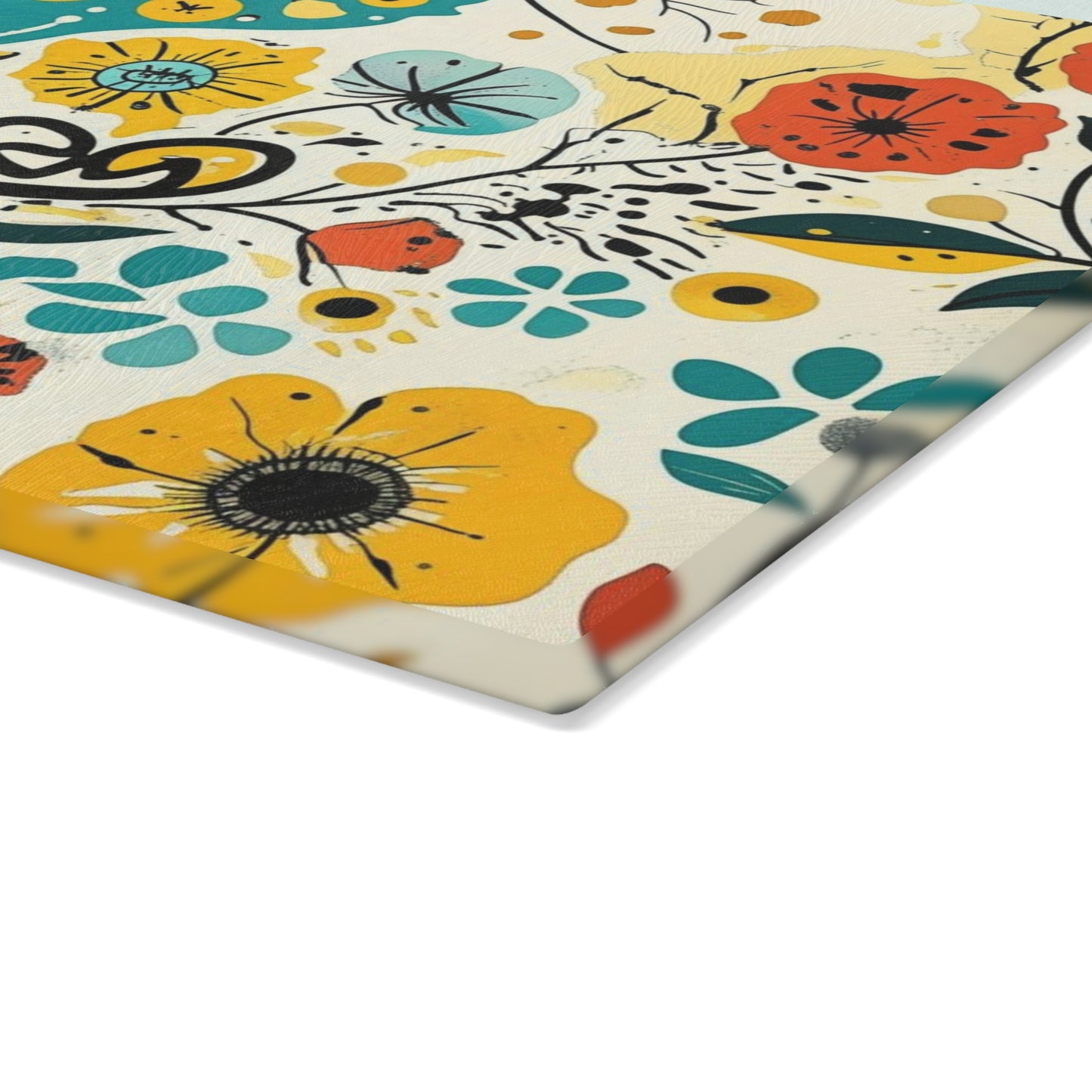 Dopamine Whimsical Floral Pattern Glass Cutting Board | Colorful Wildflowers - You're My Kind of Weird