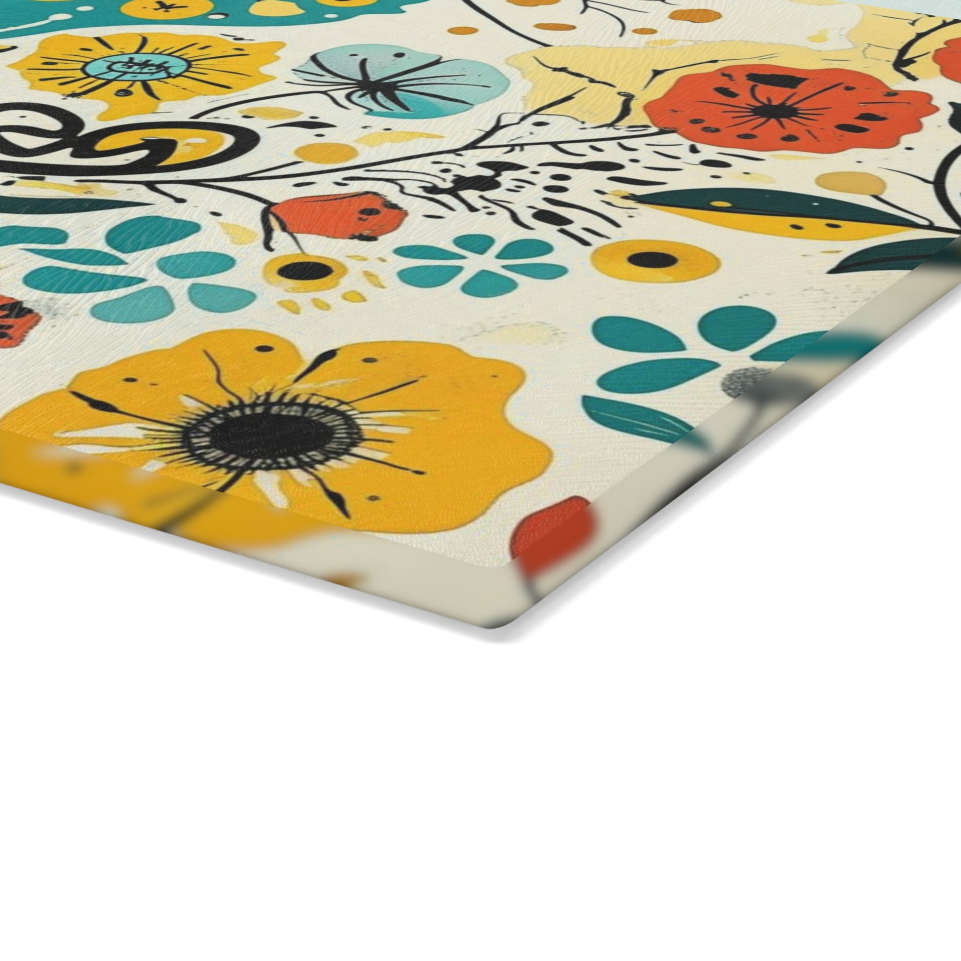 Dopamine Whimsical Floral Pattern Glass Cutting Board | Colorful Wildflowers - You're My Kind of Weird