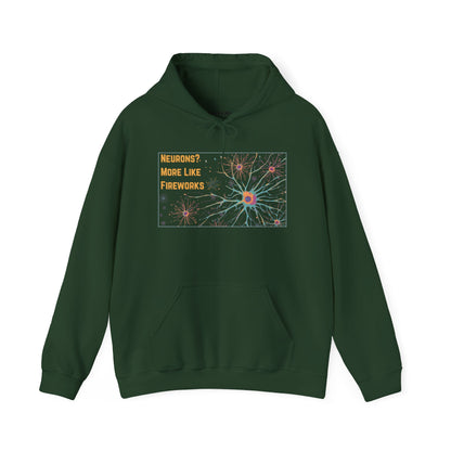 Neurons? More Like Fireworks Hoodie – Unisex Heavy Blend Funny Science Sweatshirt, Neurodivergent Pride Gift, Casual Everyday Wear, Cozy Pullover, Unique Birthday Gift