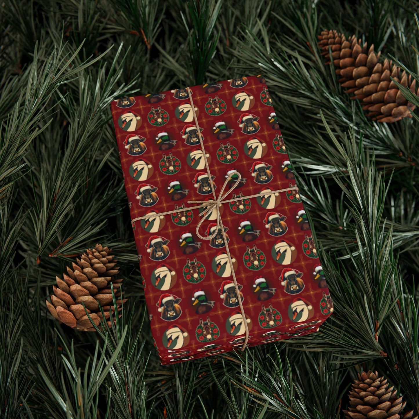 Festive Animal Wrapping Paper – Cow, Duck, Swan & Donkey Christmas Gift Wrap | Holiday Fine Art Paper - You're My Kind of Weird
