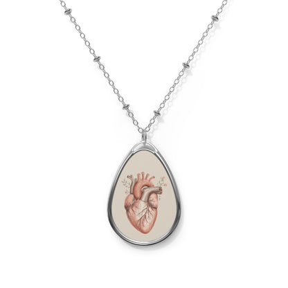 Anatomical Heart Oval Necklace Pendant - You're My Kind of Weird