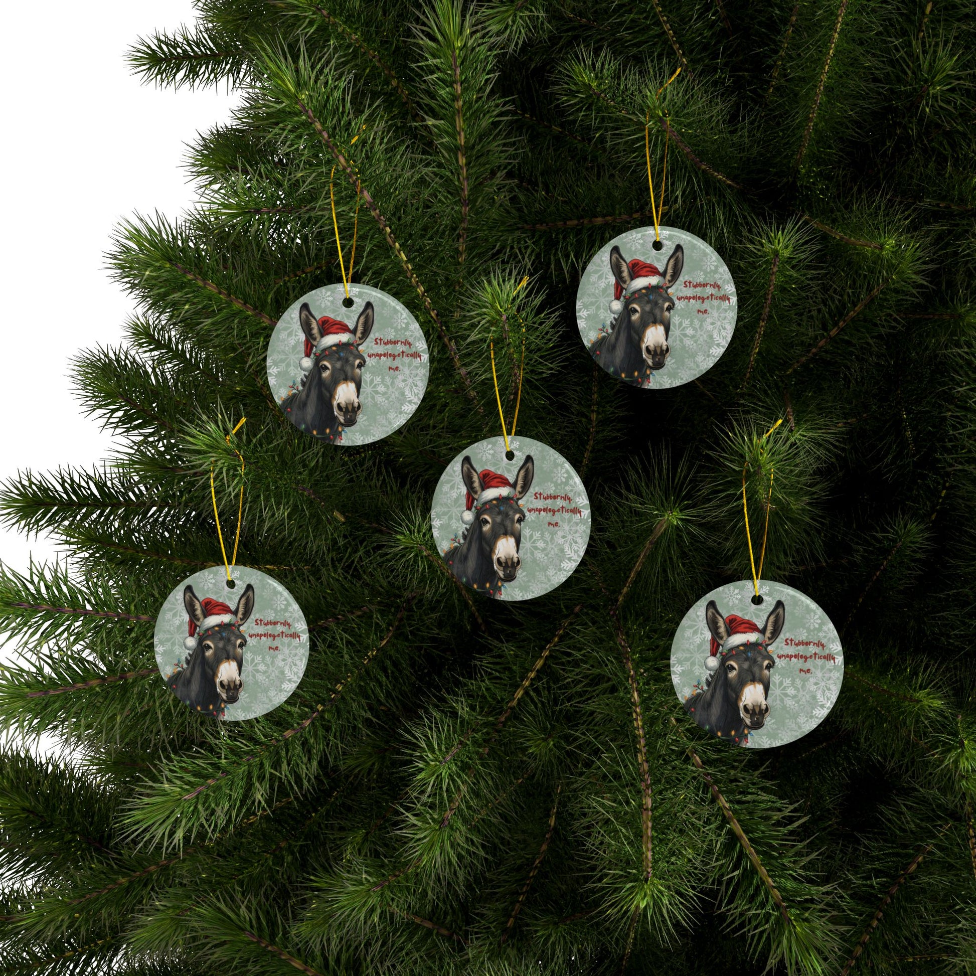 Festive Ceramic Donkey Ornaments - Stubbornly Unapologetically Me (1/3/5/10 pcs) - You're My Kind of Weird