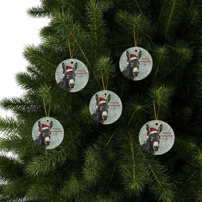 Festive Ceramic Donkey Ornaments - Stubbornly Unapologetically Me (1/3/5/10 pcs) - You're My Kind of Weird
