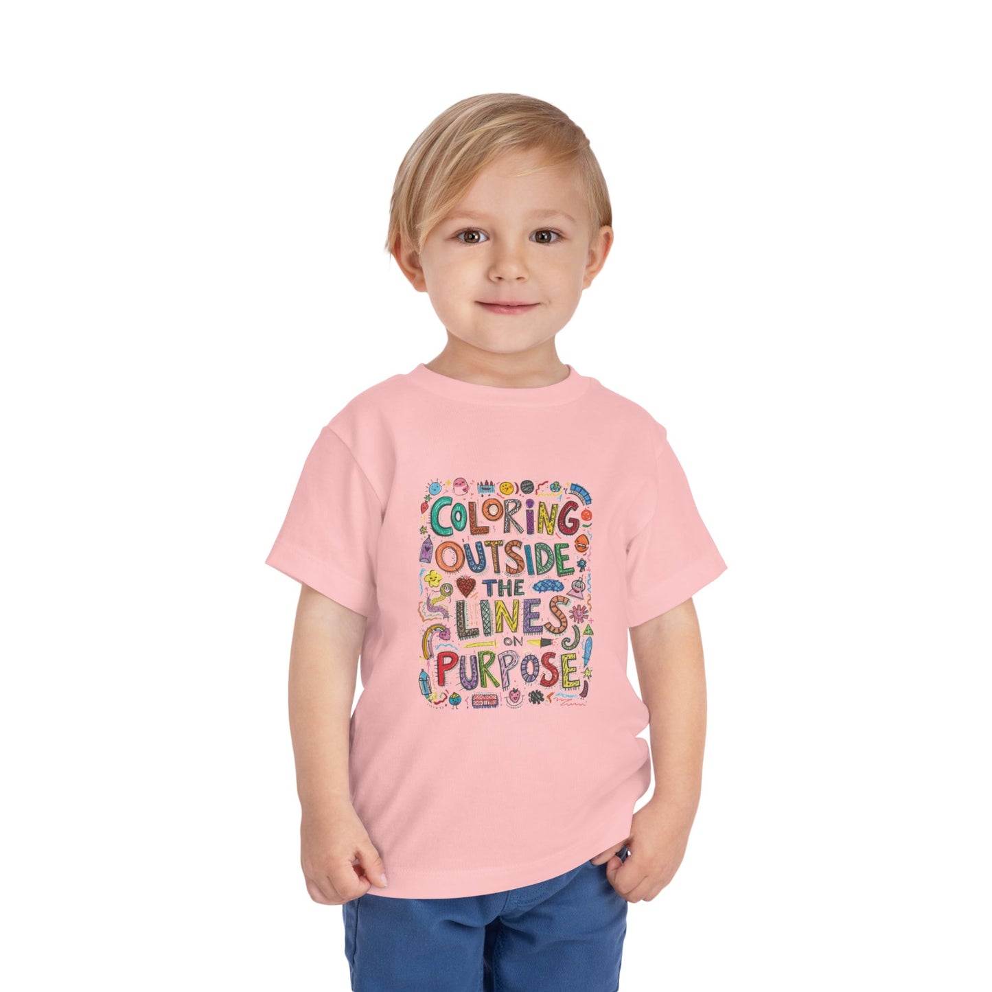 Creative Toddler Short Sleeve Tee - "Coloring Outside the Lines on Purpose", Kids' Gift, Playful Apparel, Summer Outfit, Art-Inspired [...]