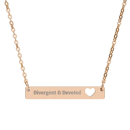 Divergent & Devoted Engraved Heart Bar Necklace