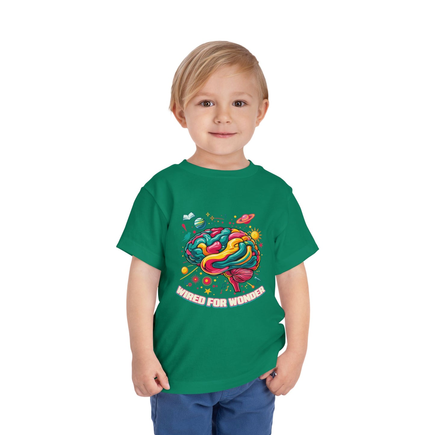 Toddler Tee — 'Wired for Wonder' Colorful Brain Space Graphic - You're My Kind of Weird