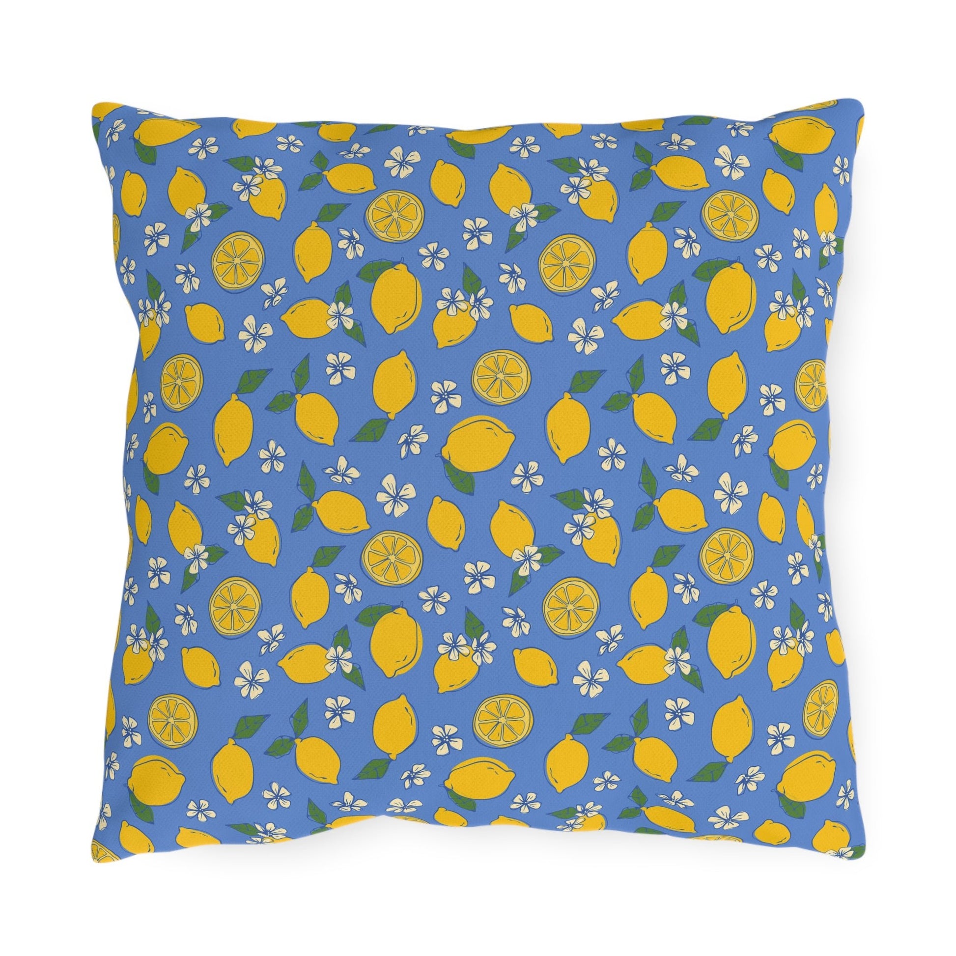 Blue Lemon Outdoor Pillow Cover | Citrus Patio Pillow - You're My Kind of Weird