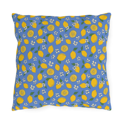 Blue Lemon Outdoor Pillow Cover | Citrus Patio Pillow - You're My Kind of Weird