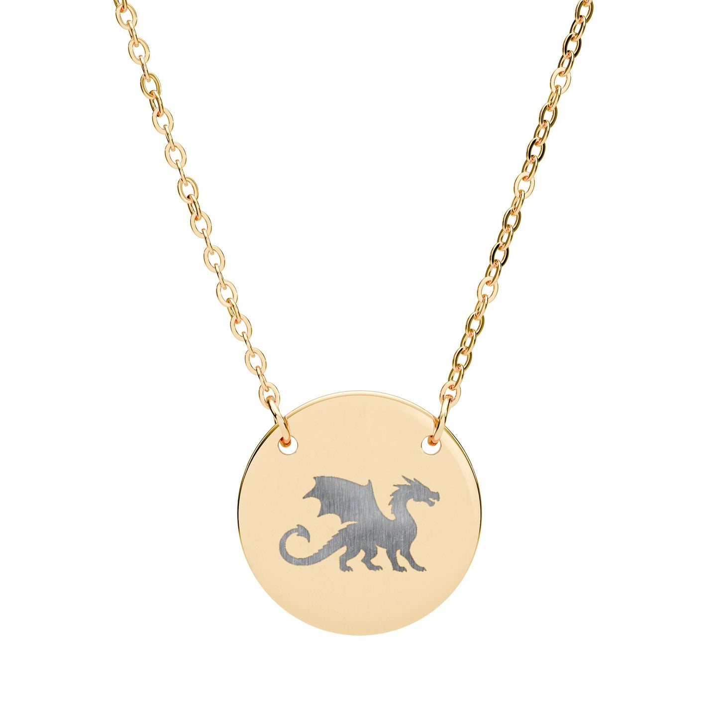 Dragon Engraved Necklace Stainless Steel Circle Pendant Necklace, Gothic Dragon Medallion, DnD Gift, Everyday Dragon Jewelry - You're My Kind of Weird