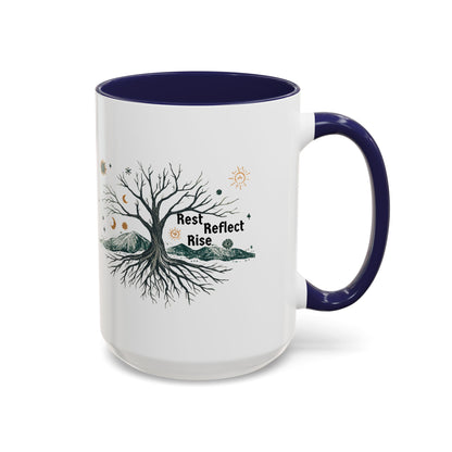 Inspirational Accent Coffee Mug, Motivational Mug, Nature Coffee Cup, Gift for Mindfulness, Rest Reflect Rise Mug - You're My Kind of Weird