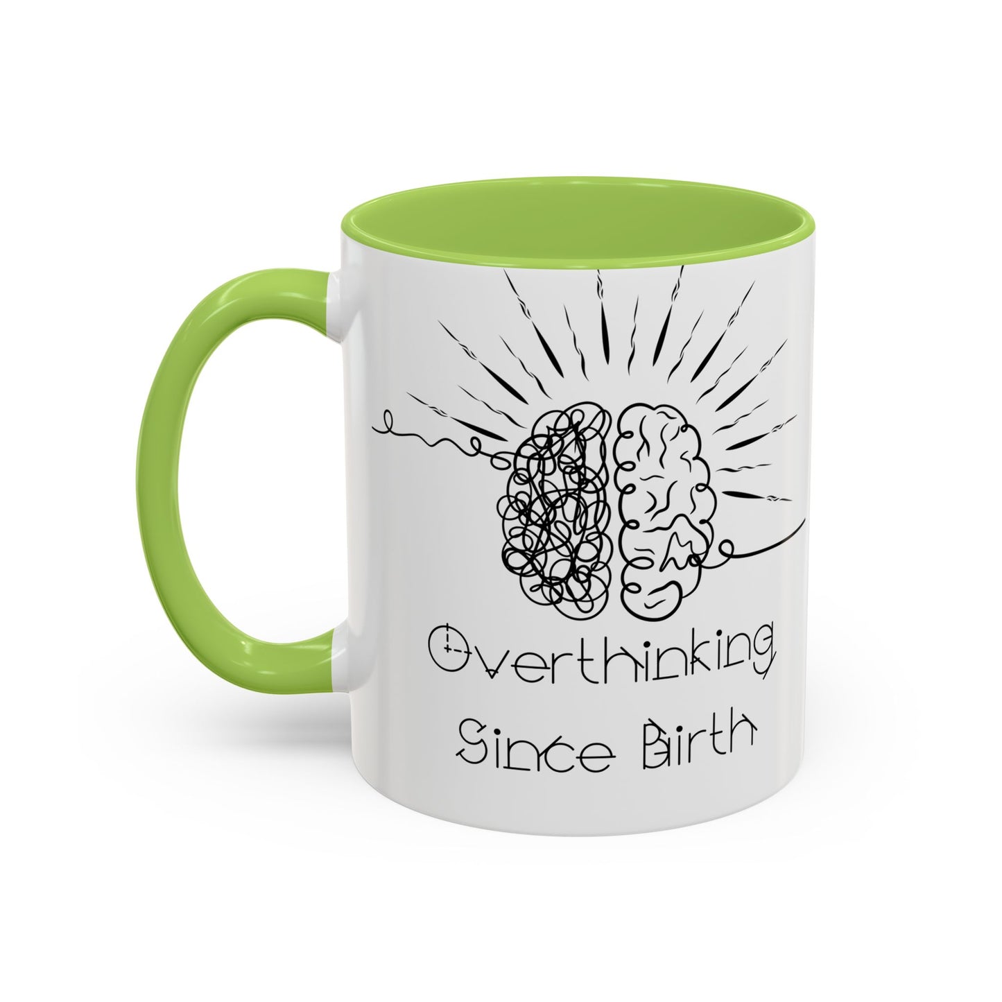 Overthinking Since Birth Coffee Mug | Fun Gift for Mental Health Awareness, Coffee Lover, Birthday Celebration, Quirky Humor, Self-Care