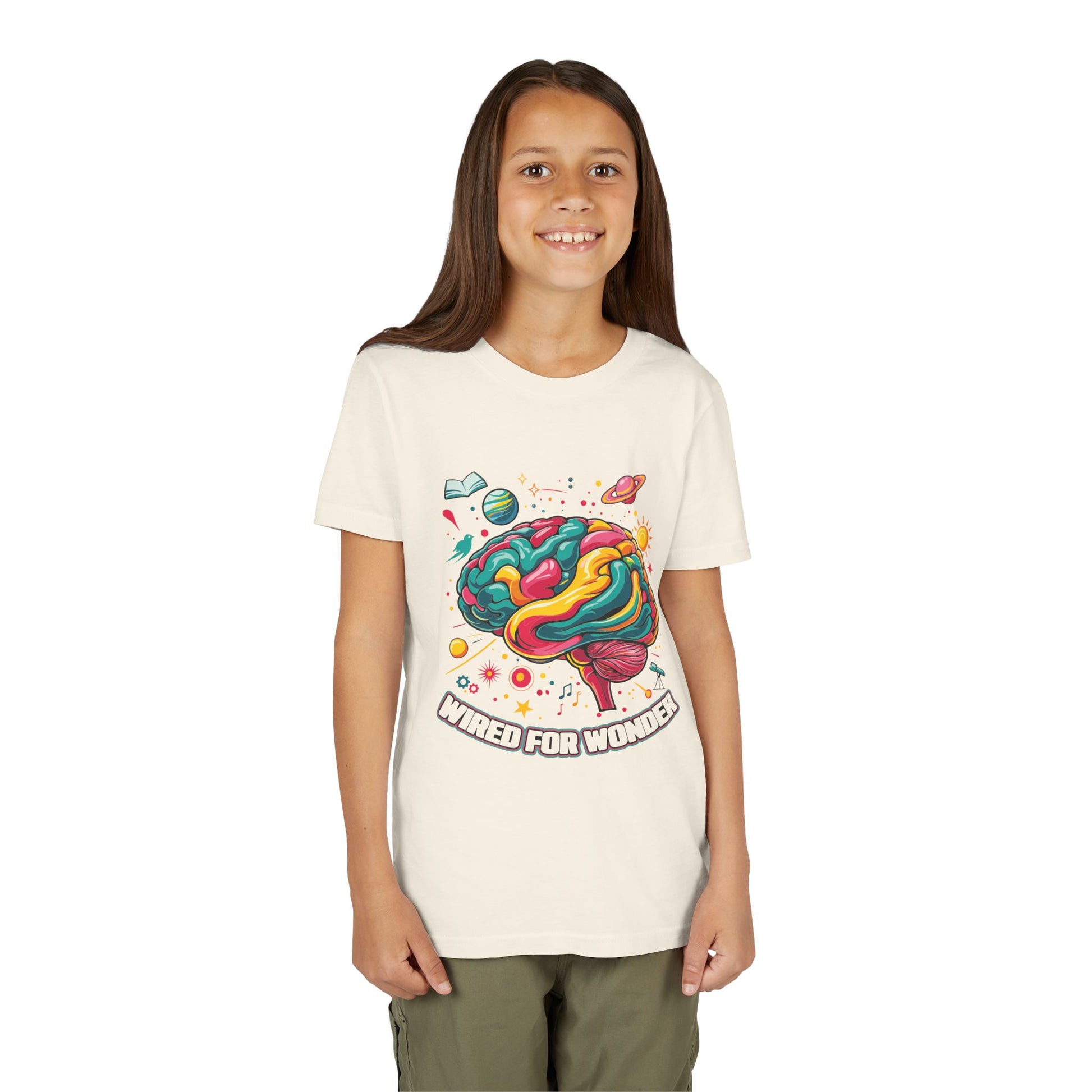 Youth Tee — Colorful Brain Art "Wired for Wonder" Kids T-Shirt - You're My Kind of Weird
