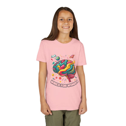 Youth Tee — Colorful Brain Art "Wired for Wonder" Kids T-Shirt - You're My Kind of Weird