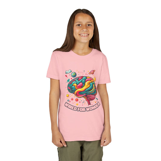 Youth Tee — Colorful Brain Art "Wired for Wonder" Kids T-Shirt - You're My Kind of Weird