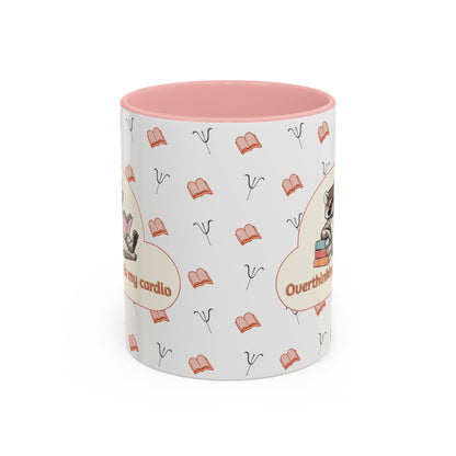 Overthinking Is My Cardio Coffee Mug — Cute Raccoon Reading Accent Mug - You're My Kind of Weird