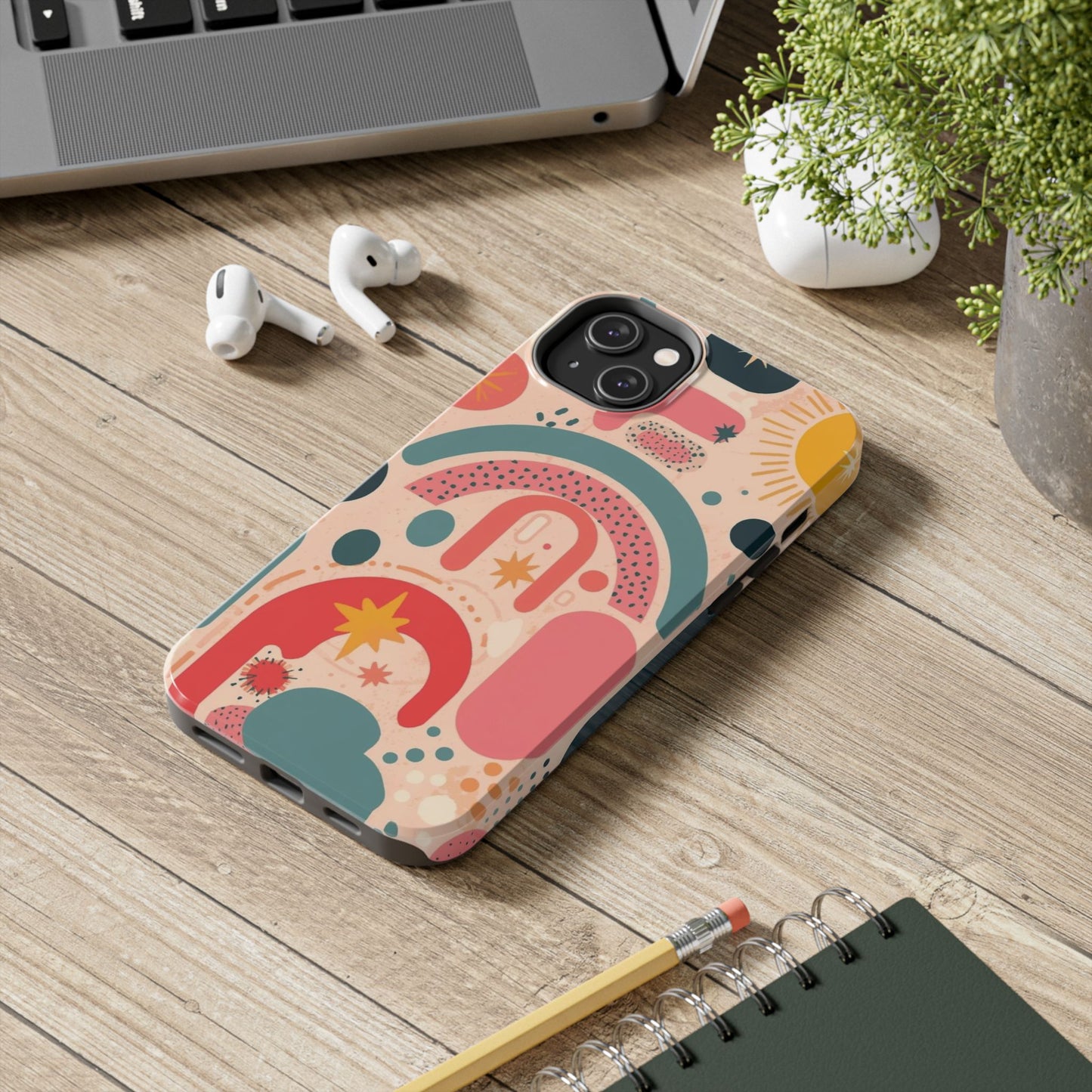 Dopamine Blast Retro Rainbow Pattern i - Phone Case | Abstract Boho Sun Design - You're My Kind of Weird