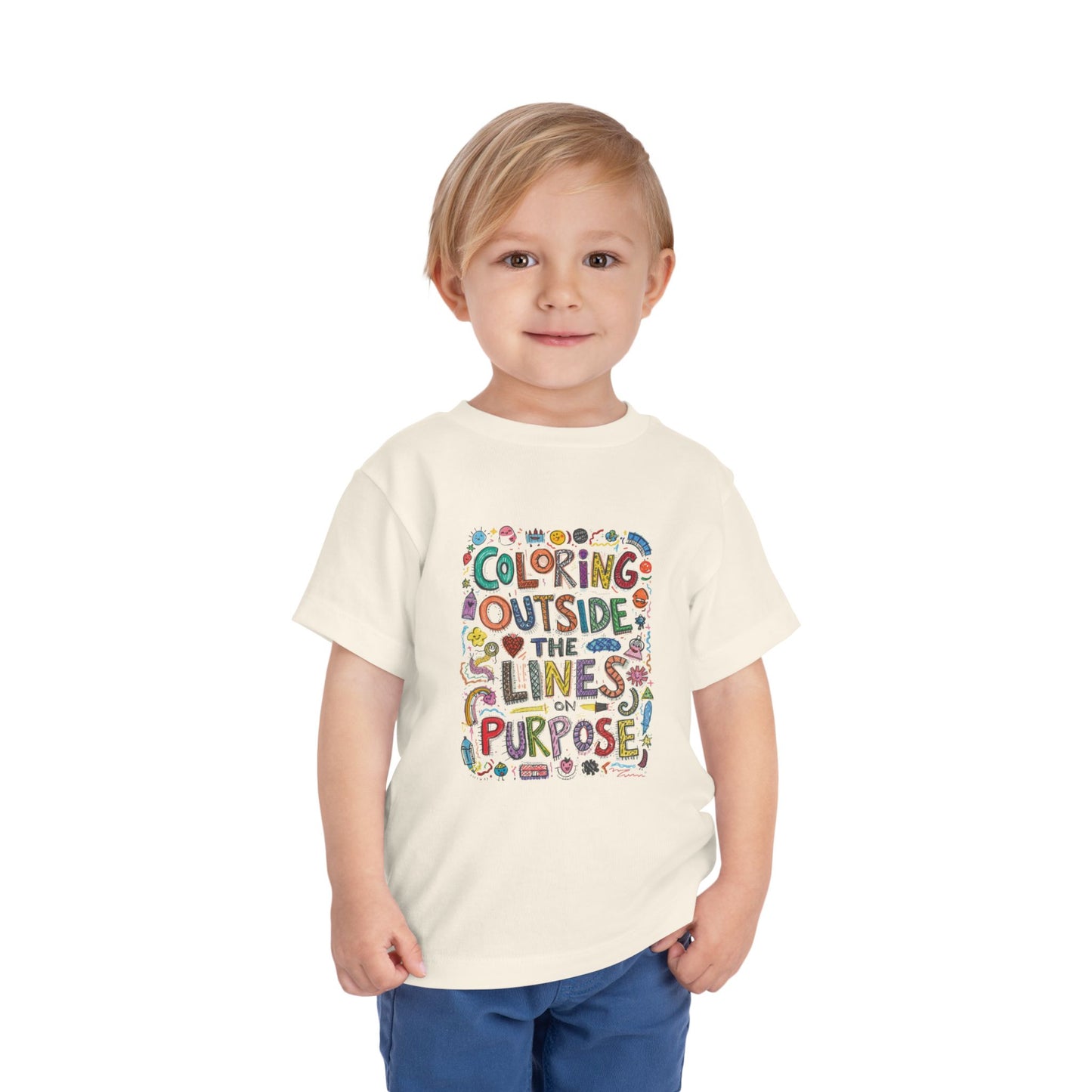 Creative Toddler Short Sleeve Tee - "Coloring Outside the Lines on Purpose", Kids' Gift, Playful Apparel, Summer Outfit, Art-Inspired [...]