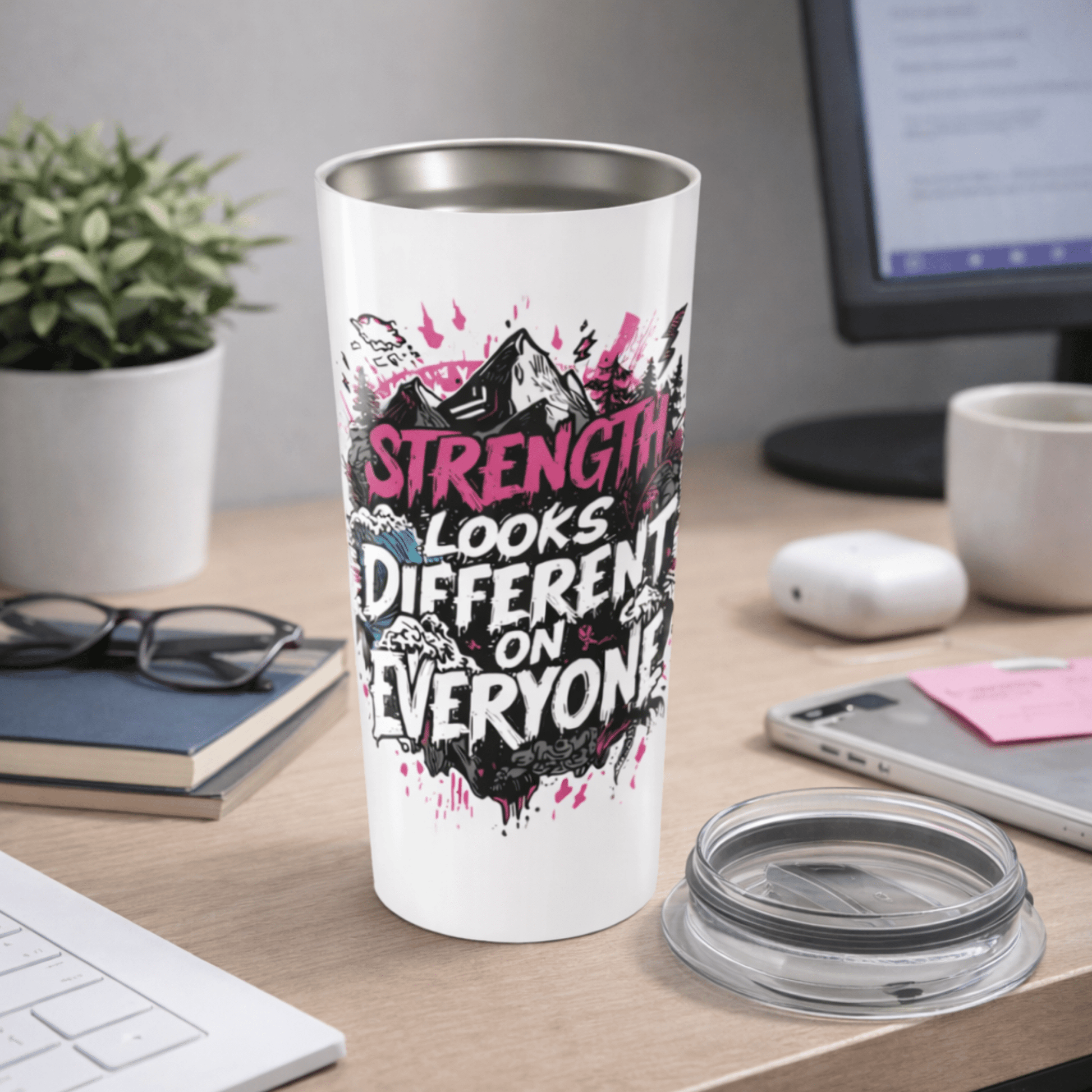 Strength is Different for Everyone Tumbler | 20oz Motivational Travel Mug | - You're My Kind of Weird