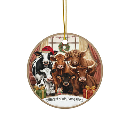 Festive Ceramic Ornaments - “Different Spots, Same Herd.” (1/3/5/10 pcs) - You're My Kind of Weird