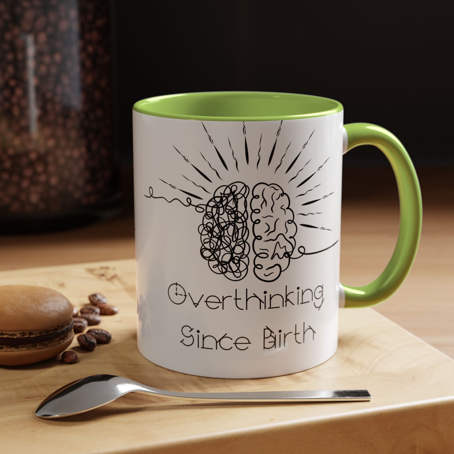 Overthinking Since Birth Coffee Mug | Fun Gift for Mental Health Awareness, Coffee Lover, Birthday Celebration, Quirky Humor, Self-Care