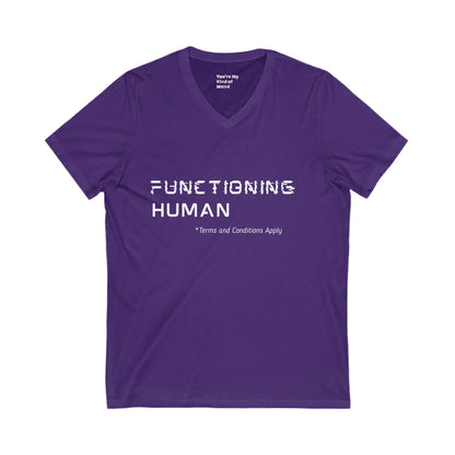 Funny Functioning Human V-Neck T-Shirt – Unisex Cotton Tee for Everyday Wear, Perfect Gift for Birthdays, Summer Outings, Festivals, Unisex Short Sleeve T-Shirt, Comfortable Style