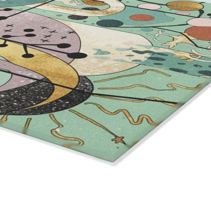 Dopamine Fun Abstract Celestial Illustration Glass Cutting Board | Sun Moon Stars - You're My Kind of Weird